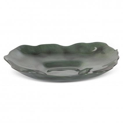 DEKORAČNÍ SKLENĚNÁ MISKA NIKEL 30X28X5 CM ZELENÁ