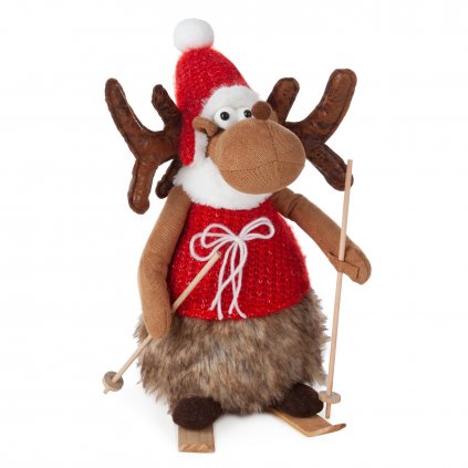 VÁNOČNÍ DEKORAČNÍ FIGURKA REINDEER 37 CM VÍCEBAREVNÁ
