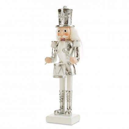 VÁNOČNÍ DEKORAČNÍ FIGURKA NUTCRACKER 20CM STŘÍBRNÁ