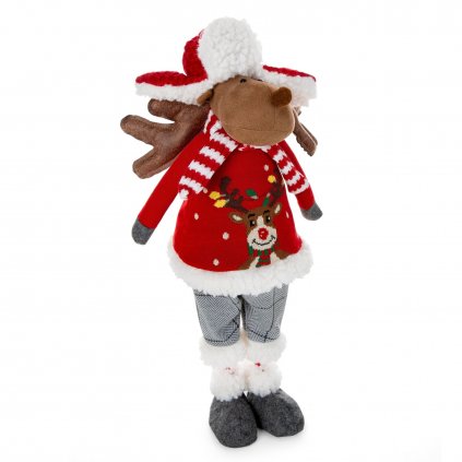 VÁNOČNÍ DEKORAČNÍ FIGURKA REINDEER 52CM VÍCEBAREVNÁ