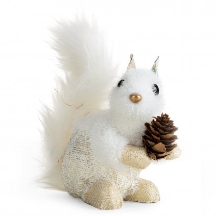 SADA 6KS VÁNOČNÍ DEKORAČNÍ FIGURKA SQUIRREL 15CM BÍLÁ