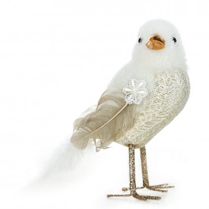 VÁNOČNÍ FIGURKA BIRD SADA 6KS 15 CM BÍLÁ