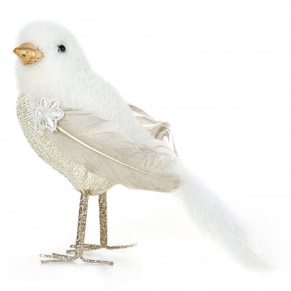 VÁNOČNÍ FIGURKA BIRD SADA 6KS 15 CM BÍLÁ