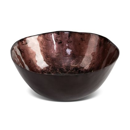 SKLENĚNÝ DEKORAČNÍ TALÍŘ PATI (01) (FI) 22X8 CM HNĚDÝ