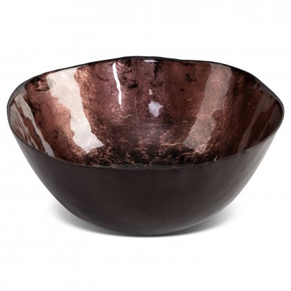 SKLENĚNÝ DEKORAČNÍ TALÍŘ PATI (02) 29X28X12 CM HNĚDÝ