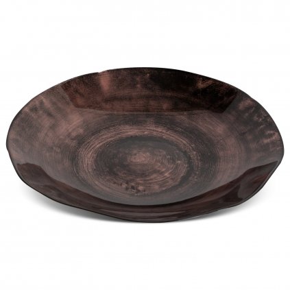 SKLENĚNÝ DEKORAČNÍ TALÍŘ PATI (05) (FI) 38X7 CM HNĚDÝ