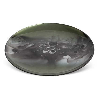 SKLENĚNÝ DEKORAČNÍ TALÍŘ SABA (02) (FI) 27X2 CM ZELENÝ
