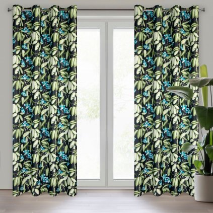 ZATEMŇOVACÍ ZÁVĚS NA KROUŽCÍCH LONI 140X250 CM VZOROVANÁ