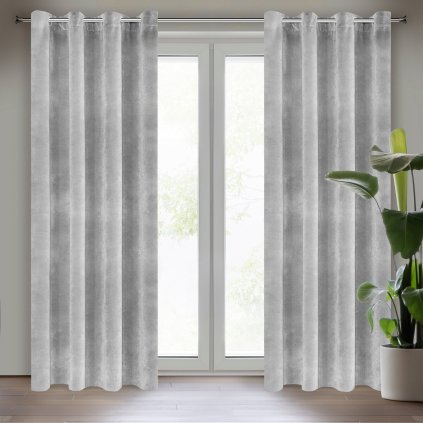 ZATEMŇOVACÍ ZÁVĚS NA KROUŽCÍCH RIA 140X250 CM ŠEDÁ