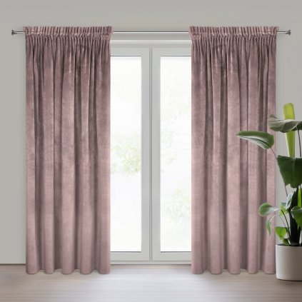 ZATEMŇOVACÍ ZÁVĚS NA PÁSCE RIA 140X270 CM PÚDROVĚ RŮŽOVÁ