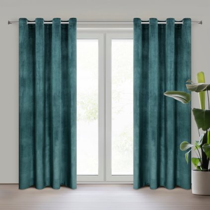 ZATEMŇOVACÍ ZÁVĚS NA KROUŽCÍCH MELANIE 140X250 CM TMAVĚMODRÁ