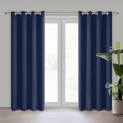 ZATEMŇOVACÍ ZÁVĚS NA KROUŽCÍCH LOGAN 135X250 CM NÁMOŘNICKÁ MODRÁ
