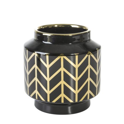 KERAMICKÁ VÁZA EMERA1 (02) (FI) 15X16 CM ČERNÁ