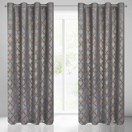 ZATEMŇOVACÍ ZÁVĚS NA KROUŽCÍCH ARETA 140X250 CM VZOROVANÁ