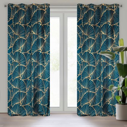 ZATEMŇOVACÍ ZÁVĚS NA KROUŽCÍCH LIMITED COLLECTION MUSA3 140X250 CM TMAVĚMODRÁ