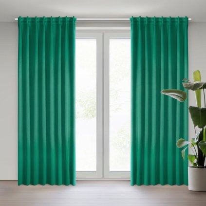 ZATEMŇOVACÍ ZÁVĚS NA PÁSCE MILAN 140X300 CM TMAVĚZELENÁ