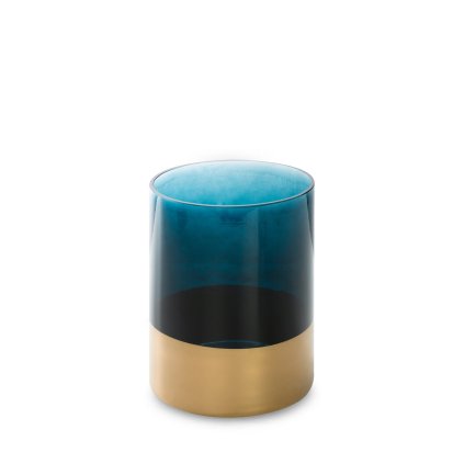 SKLENĚNÝ SVÍTNÍK LIMITED COLLECTION LILI 15X20 CM TYRKYSOVÁ/ZLATÁ