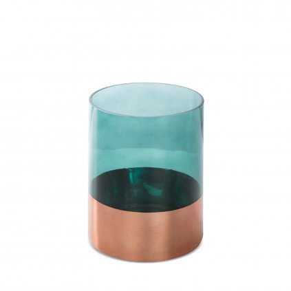 SKLENĚNÝ SVÍTNÍK LIMITED COLLECTION SALVIA 12X15 CM ZELENÁ/MĚDĚNÁ