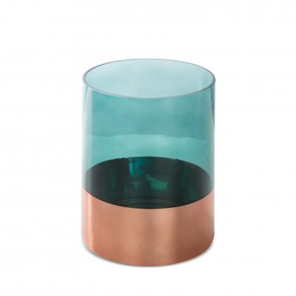 SKLENĚNÝ SVÍTNÍK LIMITED COLLECTION SALVIA 15X20 CM ZELENÁ/MĚDĚNÁ