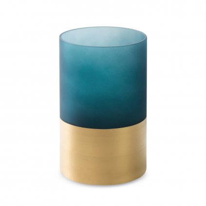 SKLENĚNÝ SVÍTNÍK LIMITED COLLECTION MUSA 12X20 CM TMAVĚMODRÁ/ZLATÁ