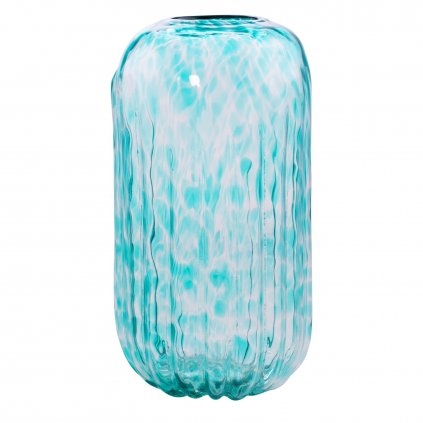 DEKORAČNÍ SKLENĚNÁ VÁZA GALINA2 (1) (FI) 19X34 CM TYRKYSOVÁ