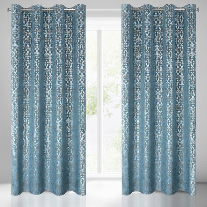 ZATEMŇOVACÍ ZÁVĚS NA KROUŽCÍCH LAURA 140X250 CM MODRÁ