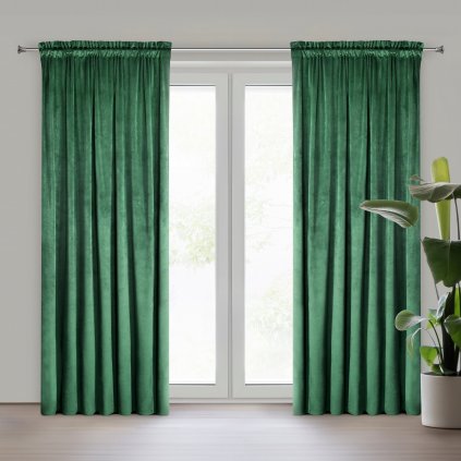 ZATEMŇOVACÍ ZÁVĚS NA PÁSCE PIERRE 140X300 CM TMAVĚZELENÁ