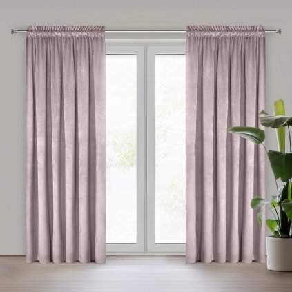 ZATEMŇOVACÍ ZÁVĚS NA PÁSCE PIERRE 140X300 CM PÚDROVĚ RŮŽOVÁ