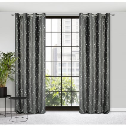 ZATEMŇOVACÍ ZÁVĚS NA KROUŽCÍCH PIERRE CARDIN MARGO 140X250 CM SVĚTLEŠEDÁ