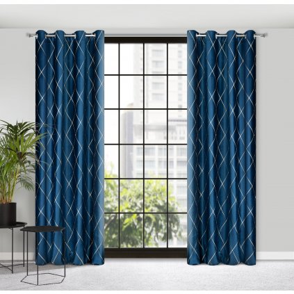 ZATEMŇOVACÍ ZÁVĚS NA KROUŽCÍCH PIERRE CARDIN MARGO 140X250 CM TMAVĚMODRÁ