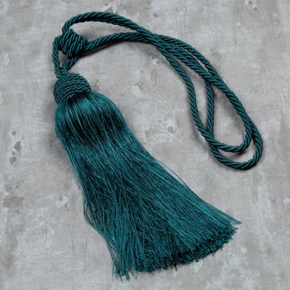 DEKORAČNÍ ŠŇŮRA NA ZÁVĚS ADINA TMAVĚTYRKYSOVÁ