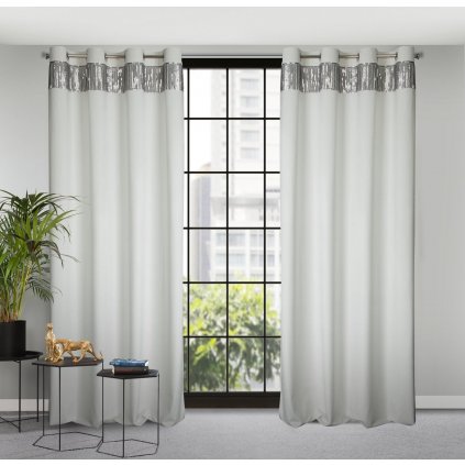 ZATEMŇOVACÍ ZÁVĚS NA KROUŽCÍCH JASPIS 140X250 CM BÍLÁ