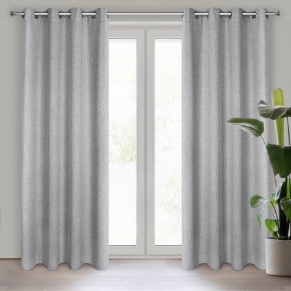 ZÁVĚS NA KROUŽCÍCH LINDA 140X250 CM ŠEDÁ