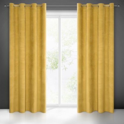 ZATEMŇOVACÍ ZÁVĚS NA KROUŽCÍCH MILO 140X250 CM ZLATÁ