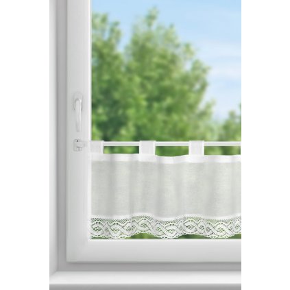 KRÁTKÁ ZÁCLONA NA POUTKÁCH VINCE 150X30 CM BÍLÁ