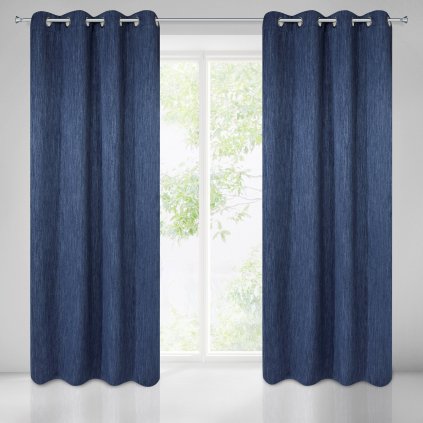ZATEMŇOVACÍ ZÁVĚS NA KROUŽCÍCH ROSSIE 140X250 CM NÁMOŘNICKÁ MODRÁ