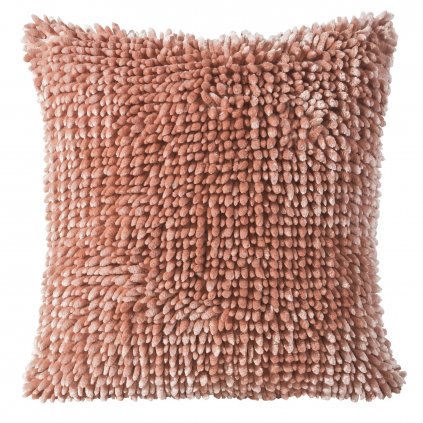 CHLUPATÝ DEKORAČNÍ POVLAK NA POLŠTÁŘ PILAR 45X45 CM KORALOVÁ