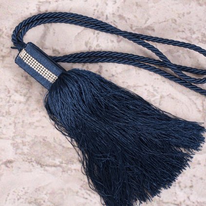 DEKORAČNÍ ŠŇŮRA NA ZÁVĚS OLIVIA TMAVĚMODRÁ