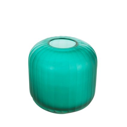 DEKORAČNÍ SKLENĚNÁ VÁZA CHIA (3) (FI) 17X16 CM TYRKYSOVÁ