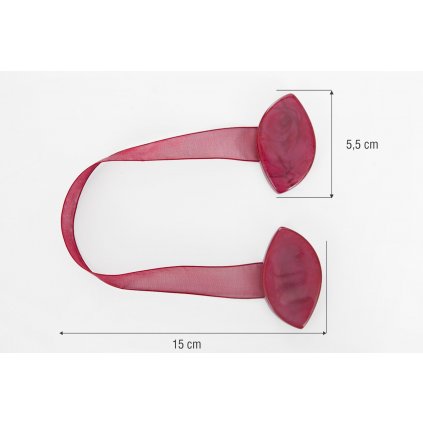 SADA 2KS DEKORAČNÍ SPONA NA ZÁVĚS 17 S MAGNETEM BORDOVÁ