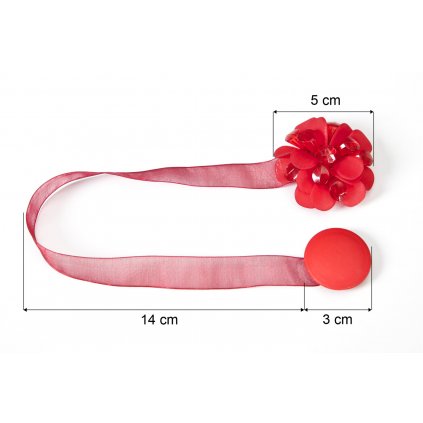 SADA 2KS DEKORAČNÍ SPONA NA ZÁVĚS 27 S MAGNETEM ČERVENÁ