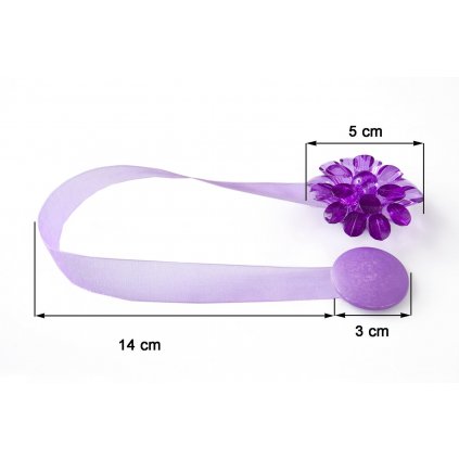 SADA 2KS DEKORAČNÍ SPONA NA ZÁVĚS 24 S MAGNETEM FIALOVÁ