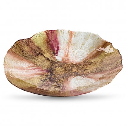 DEKORAČNÍ SKLENĚNÁ MISKA MABEL (01) (FI) 43X7 CM ORANŽOVÁ