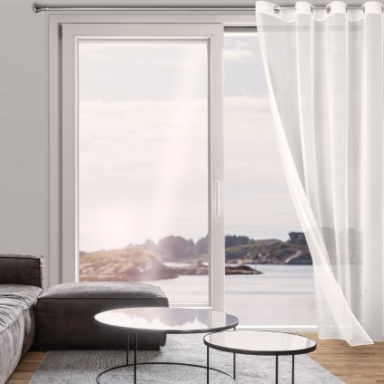 ZÁCLONA NA KROUŽCÍCH TAMINA 140X250 CM BÍLÁ