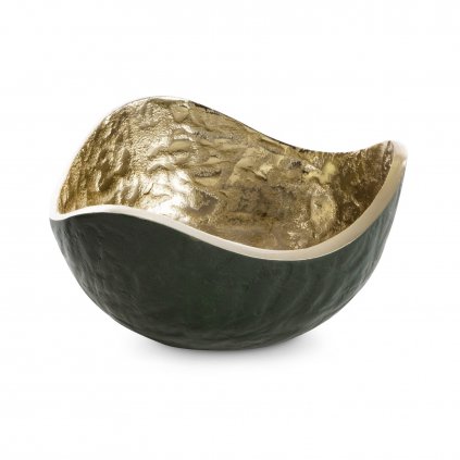 DEKORAČNÍ KOVOVÁ MISKA PEDRO3 (03) 17X17X9 CM TMAVĚZELENÁ