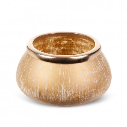 DEKORAČNÍ SKLENĚNÁ MISKA FENA (01) (FI) 18X10 CM ZLATÁ