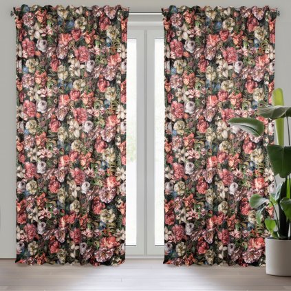 ZATEMŇOVACÍ ZÁVĚS NA PÁSCE PEONIA 140X270 CM VZOROVANÁ