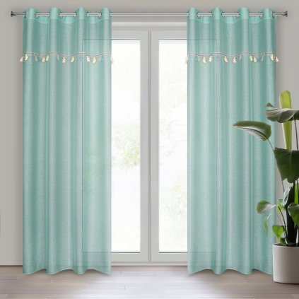 DĚTSKÁ ZÁCLONA NA KROUŽCÍCH KIDS 2 140X250 CM MENTOLOVÁ