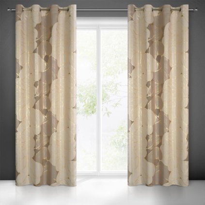 ZATEMŇOVACÍ ZÁVĚS NA KROUŽCÍCH FREESIA 140X250 CM BÉŽOVÁ