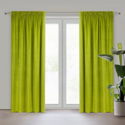 ZATEMŇOVACÍ ZÁVĚS NA PÁSCE PIERRE 140X300 CM OLIVOVÁ